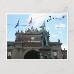 zürich hauptbahnhof standbeeld briefkaart