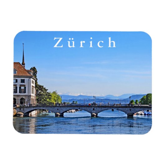 Zürich. Limmat. Stadhuis en brug. Magneet (Horizontaal)