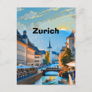 Zurich Reisbare Printbare Poster - Zwitserland Rei Briefkaart