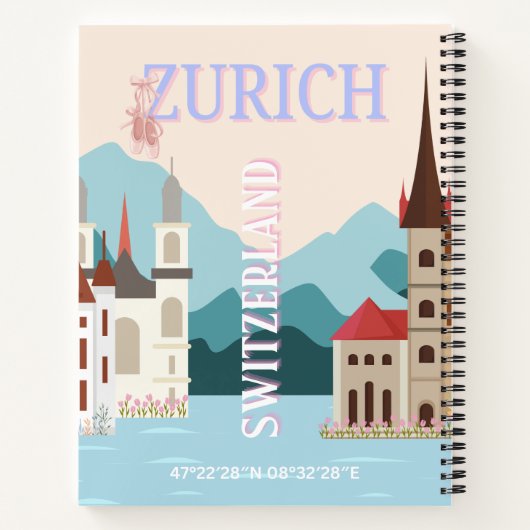 Zürich Reiskunst, Zwitserland Reiskunst, Retro Notitieboek (Achterkant)