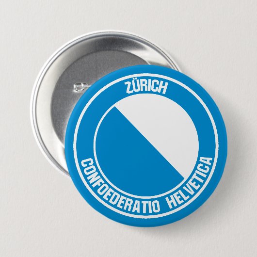 Zürich Round Emblem Ronde Button 7,6 Cm (Voorkant /achterkant)