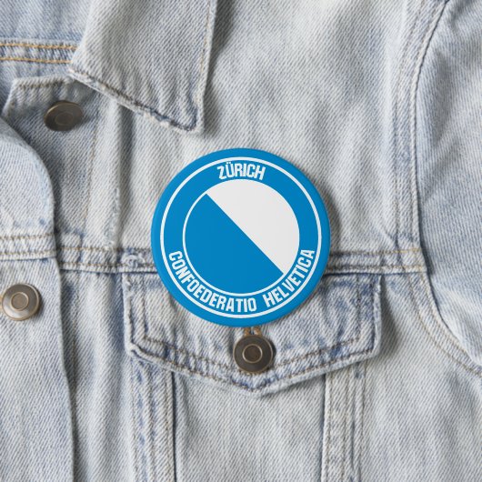 Zürich Round Emblem Ronde Button 7,6 Cm (In situ)