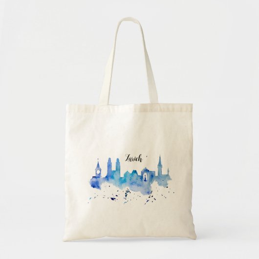 Zurich Skyline blue Tragetasche Tote Bag (Voorkant)