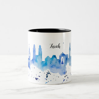 Zurich Skyline blue Zweifarbige Tasse Tweekleurige Koffiemok