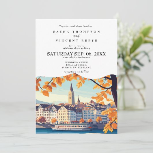 Zurich Suisse Faire-part de mariage Retro (Debout devant)