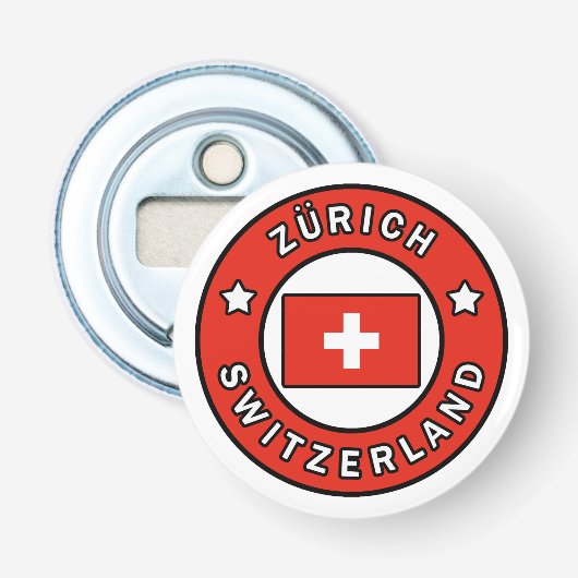 Zürich Zwitserland Button Flesopener (Voorkant)