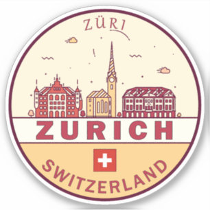 Zurich Zwitserland City Skyline Emblem Sticker