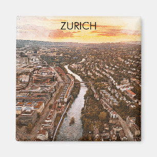 Zürich, Zwitserland Europa City Uitzicht Magneet