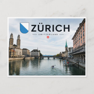 Zurich - Zwitserland - Limmat rivier Briefkaart