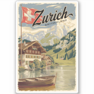 Zürich Zwitserland Painterly Travel Art Vintage Sticker