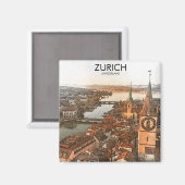Zürich Zwitserland Panorama Uitzicht Magneet (Voorkant / Achterkant)