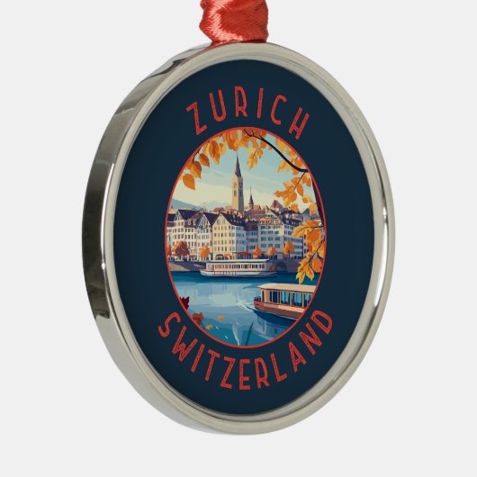 Zürich Zwitserland Retro Distressed Circle Metalen Ornament (Rechts)