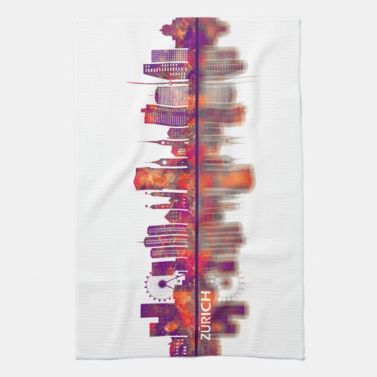 Zurich Zwitserland Skyline Theedoek (Verticaal)