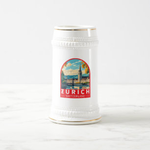 Zürich Zwitserland Travel Art Embleem Bierpul