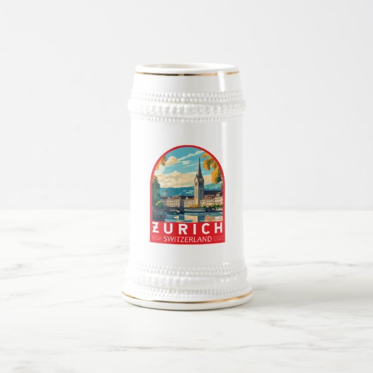 Zürich Zwitserland Travel Art Embleem Bierpul (Center)