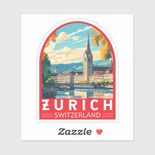 Zürich Zwitserland Travel Art Embleem Sticker (Vel)