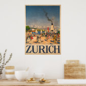 Zurich Zwitserland Vintage Poster (Keuken)