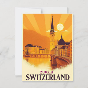 Zürich Zwitserland Vintage Travel Art Briefkaart