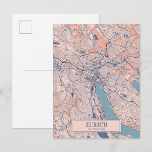 Zurich Zwitserland Winderige Stad Kaart Reizen