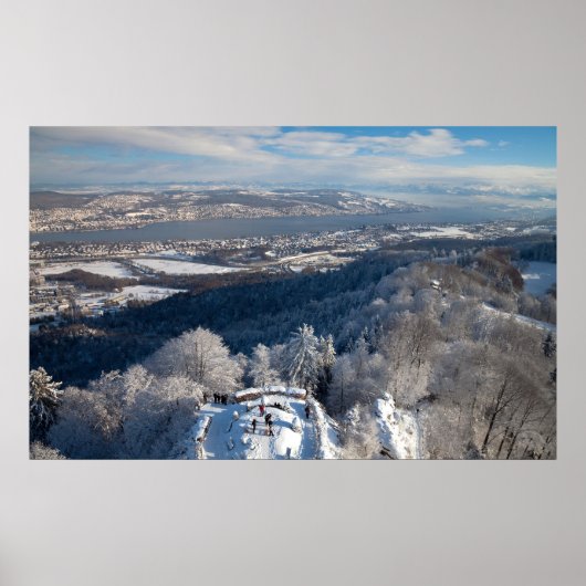 Zurich Zwitserland Winter Poster (Voorkant)