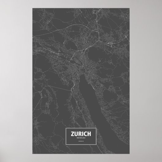 Zürich, Zwitserland (zwart wit) Poster (Voorkant)