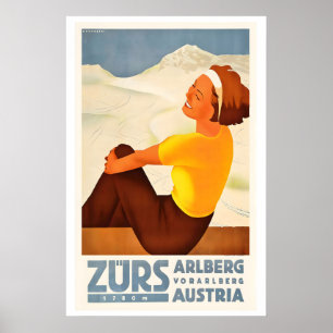 Zürs 1780m Arlberg Vorarlberg Oostenrijk Vintage S Poster