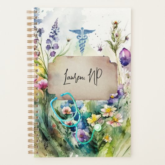 Zurse Boho Waterverf Wildflower Floral Student Planner (Voorkant)