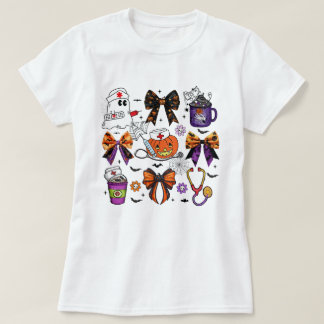 Zurse Funny Stethoscope Nurse Pumpkin Skull Lover T-shirt