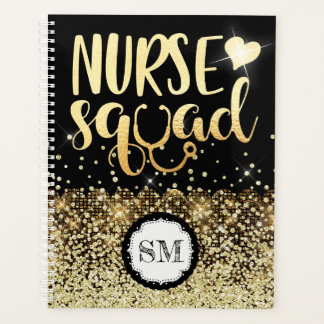 Zurse squad gold glitter monogram borstvoeding planner