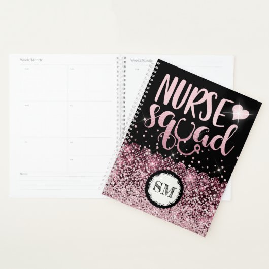 Zurse squad roze glitter monogram borstvoeding planner (Display)
