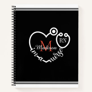 Zurse Stethoscoop Modern personaliseer Monogram na Notitieboek