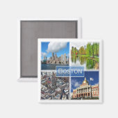 zUS041 BOSTON, Massachusetts, Amerika, Fridge Magneet (Voorkant / Achterkant)