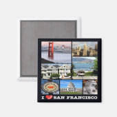 zUS067 SAN FRANCISCO I Love, Mosaic, Fridge Magnet (Recto/Verso)