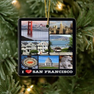 zUS067 SAN FRANCISCO I Love, Mosaic Keramisch Ornament
