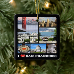zUS067 SAN FRANCISCO I Love, Mosaic Keramisch Ornament