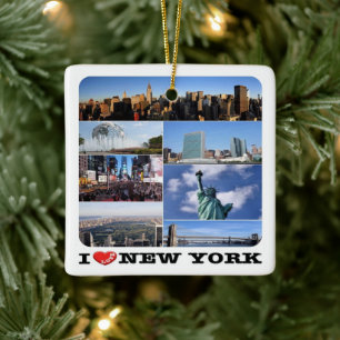 zUS107 NEW YORK CITY I Love, mosaic, Keramisch Ornament