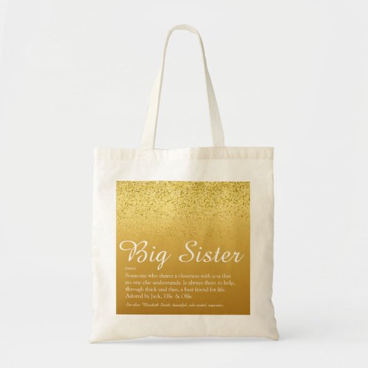 Zus definitie script goud glitters glamour tote bag (Voorkant)