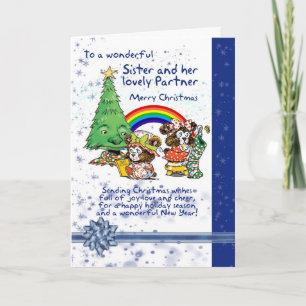 Zus en partner Kerst Kaart met Elfen - Les