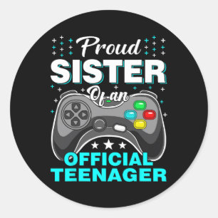 Zus Officiële Tiener Video Game Top 13e Geboorte Ronde Sticker