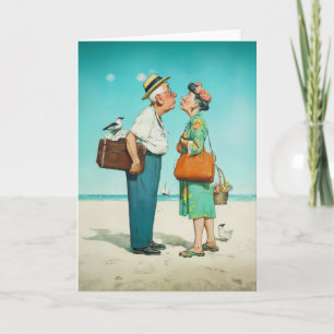 Zus op het strand in gouden jaren kaart