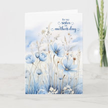 Zus op Moederdag Blauwe Aquarel Wilde Bloemen