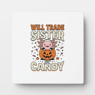 Zus Ruilen voor Snoep Axolotl Halloween Desi Fotoplaat