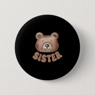 Zus teddybeer 1e verjaardag jongen meisje familie ronde button 5,7 cm