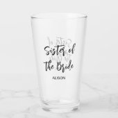 Zus van de bruid bruiloft zwart wit glas cup (Achterkant)