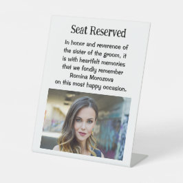 Zus van de bruidegom bruiloft gedenkplaat teken reclamebord met voetstuk