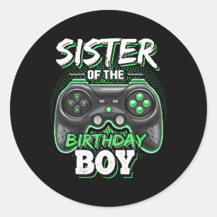 Zus van de jarige jongen Matching videospel Bir Ronde Sticker