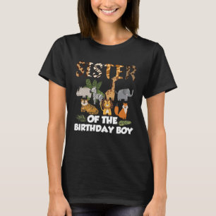 Zus van de verjaardag Jongen Zoo Dierensafari Matc T-shirt