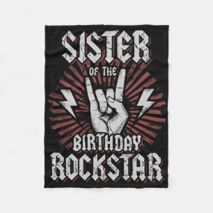Zus van de verjaardag Rockstar bijpassende Rocker  Fleece Deken