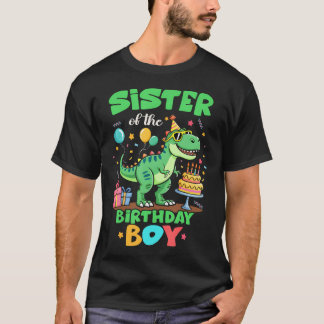 Zus van de Verjaardagsjongen T Rex Dinosaur Famili T-shirt