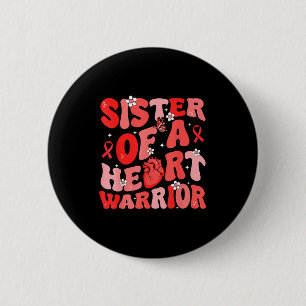 Zus van een hartkrijger hartziekte bewustzijn ronde button 5,7 cm